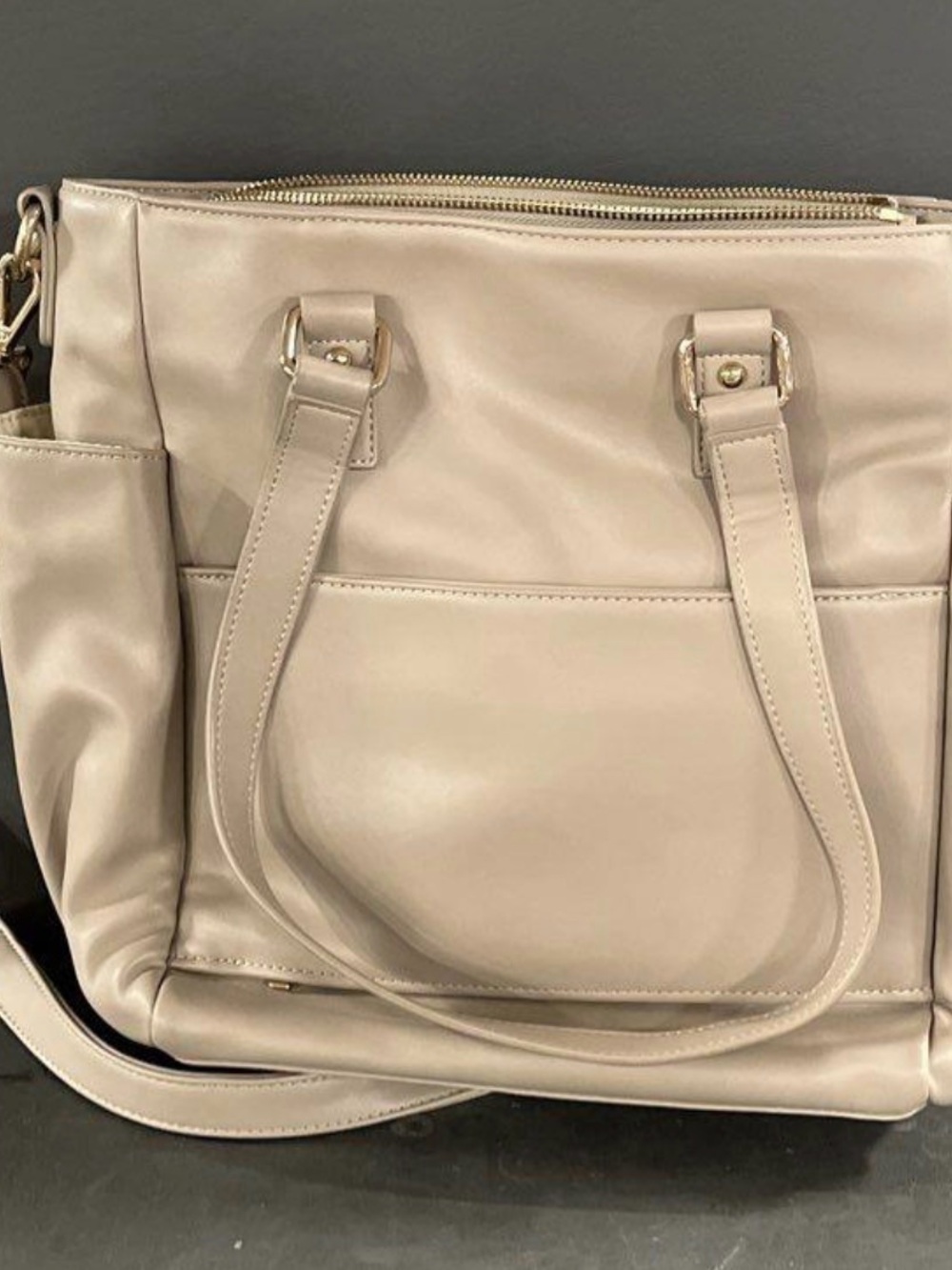 White Elm Taupe Carina Tote Bag from smoke free home - Picture 3 of 8